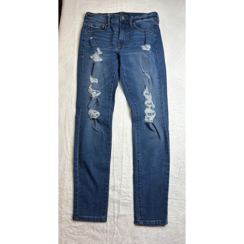 Aeropostale High Rise Jegging Women 6 Reg Blue Distressed Skinny Stretch Denim